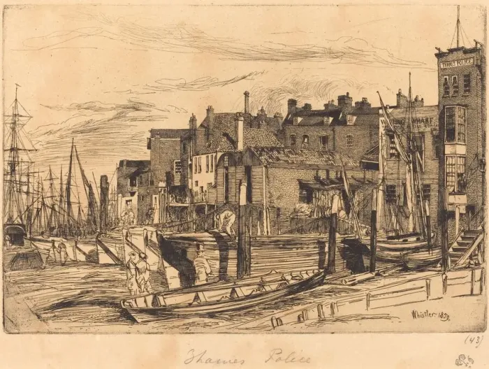 Framed Print : Thames Police, 1859. Creator: James Abbott McNeill Whistler Framed Print : Thames Police, 1859. Creator: James Abbott McNeill Whistler
