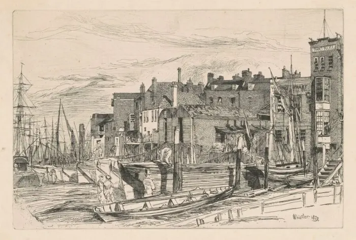 Framed Print : Thames Police, 1859. Creator: James Abbott McNeill Whistler Framed Print : Thames Police, 1859. Creator: James Abbott McNeill Whistler
