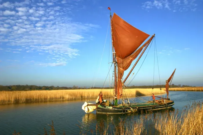 Framed Print : Thames sailing barge, Snape, Suffolk Framed Print : Thames sailing barge, Snape, Suffolk