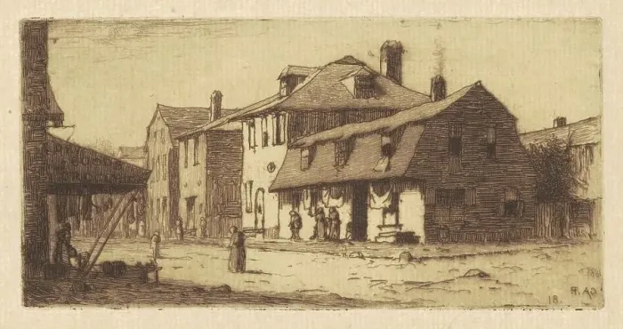 Framed Print : Thames Street, Newport, 1881. Creator: Charles A Platt