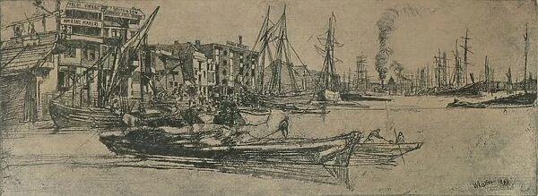 Thames Warehouses, 1859, (1904). Artist: James Abbott McNeill Whistler
