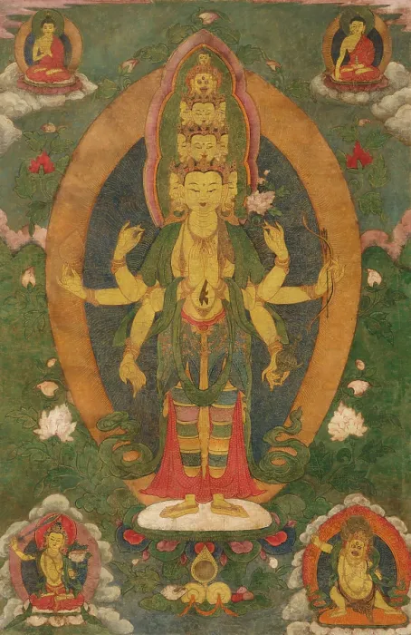 Framed Print : Thangka of the eleven-headed Avalokiteshvara, 19th century. Creator: Tibetan culture Framed Print : Thangka of the eleven-headed Avalokiteshvara, 19th century. Creator: Tibetan culture