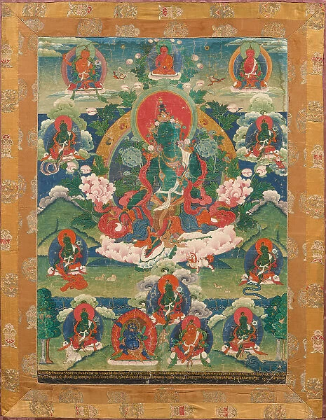 Thangka of Green Tara, Savior from the Eight Dangers, 18th century. Creator: Tibetan culture
