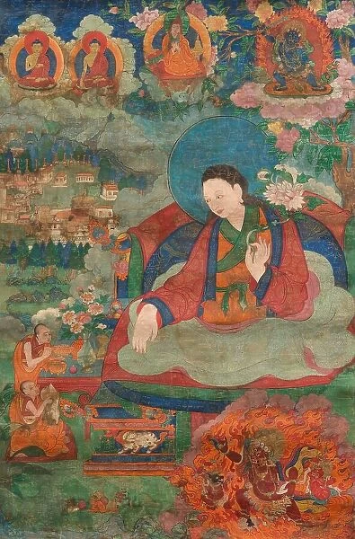 Thangka of Guru Dromtönpa, 18th century. Creator: Tibetan culture