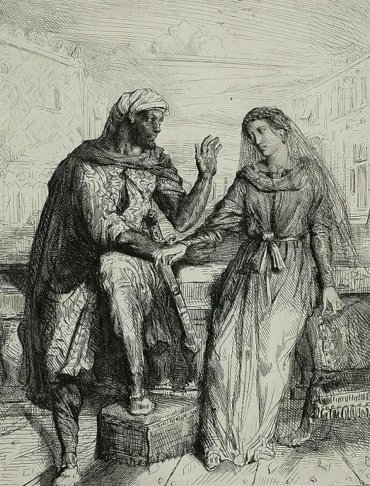 Framed Print : She Thank'd Me, plate two from Othello, 1844. Creator: Theodore Chasseriau Framed Print : She Thank'd Me, plate two from Othello, 1844. Creator: Theodore Chasseriau
