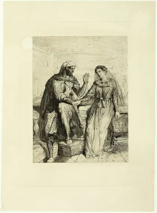 Framed Print : She Thank'd Me, plate two from Othello, 1844. Creator: Theodore Chasseriau Framed Print : She Thank'd Me, plate two from Othello, 1844. Creator: Theodore Chasseriau