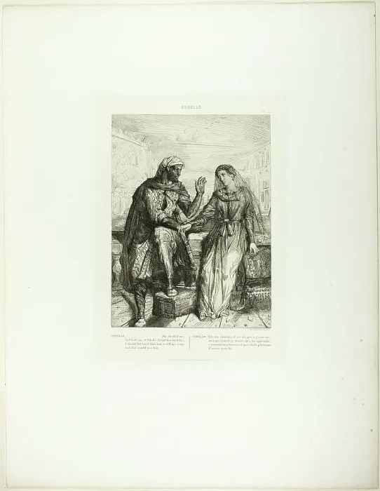 Framed Print : She Thank'd Me, plate two from Othello, 1844. Creator: Theodore Chasseriau Framed Print : She Thank'd Me, plate two from Othello, 1844. Creator: Theodore Chasseriau