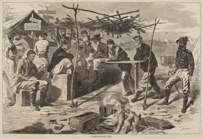 Framed Print : Thanksgiving in Camp, published 1862. Creator: Winslow Homer Framed Print : Thanksgiving in Camp, published 1862. Creator: Winslow Homer