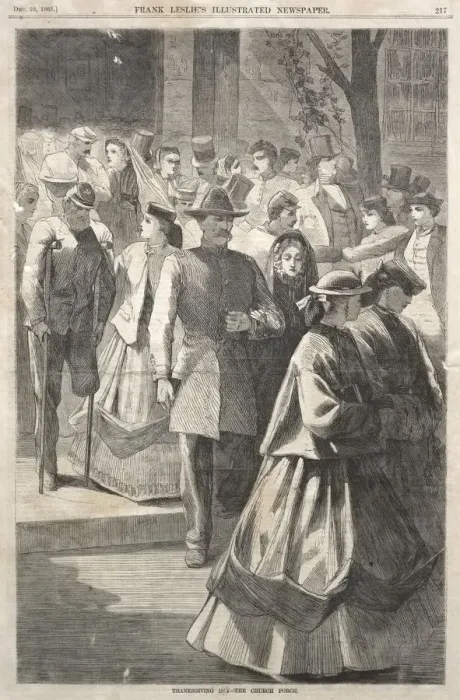 Framed Print : Thanksgiving Day - The Church Porch, 1865. Creator: Winslow Homer (American, 1836-1910) Framed Print : Thanksgiving Day - The Church Porch, 1865. Creator: Winslow Homer (American, 1836-1910)
