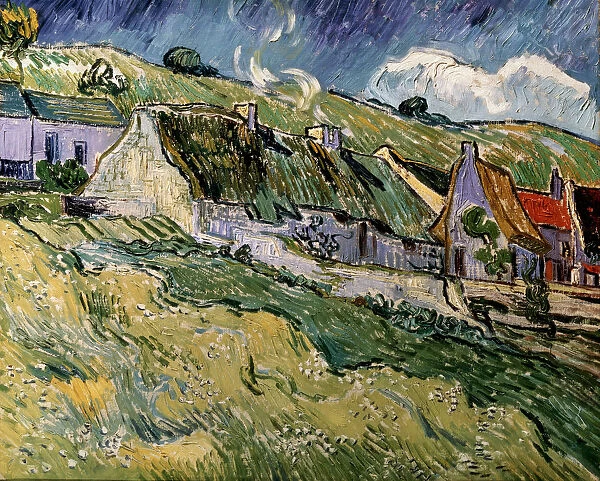 Thatched Cottages in Cordeville, 1890. Artist: Vincent van Gogh