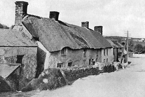 Thatched cottages near Camborne, Cornwall, 1924-1926. Artist: HJ Smith