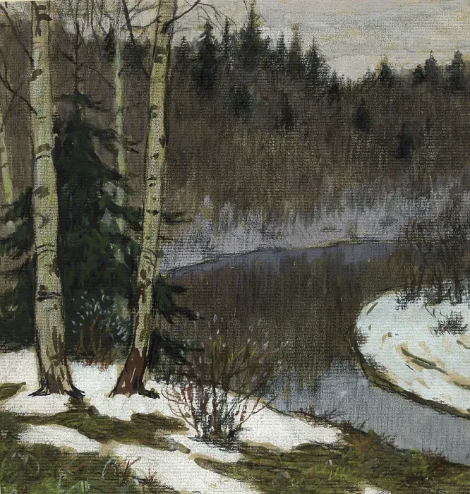 Framed Print : Thawed Patches in the Taiga near Krasnoyarsk. Early Spring, 1904. Creator: Boris Vasilievich Smirnov Framed Print : Thawed Patches in the Taiga near Krasnoyarsk. Early Spring, 1904. Creator: Boris Vasilievich Smirnov