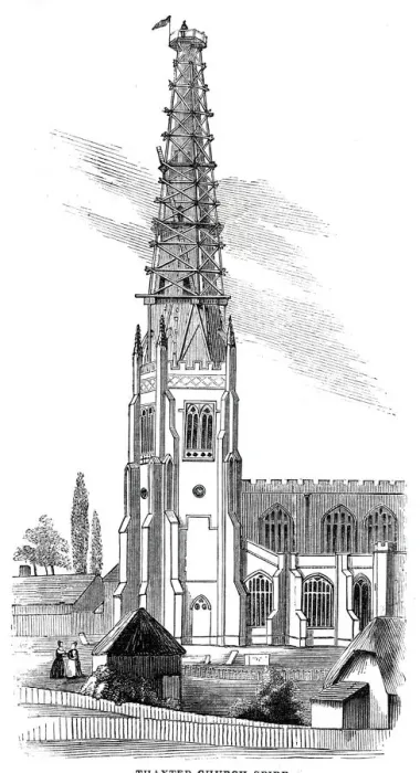 Framed Print : Thaxted Church Spire, 1844. Creator: Unknown Framed Print : Thaxted Church Spire, 1844. Creator: Unknown