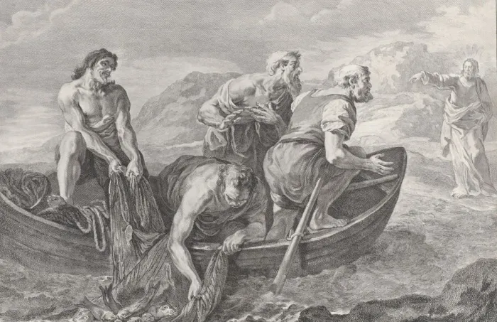 Framed Print : [The calling of Sts Peter and Andrew], 1730-50. Creator: Pietro Monaco