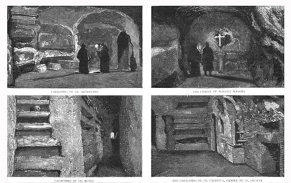 'The Catacombs at Rome; reproduced from Magnesium Light Instantaneous Photographs, 1891. Creator: Unknown
