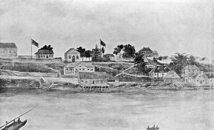 Framed Print : 'The Commandants Garden' looking towards William Street from the Brisbane River, c1835. Creator: Unknown Framed Print : 'The Commandants Garden' looking towards William Street from the Brisbane River, c1835. Creator: Unknown