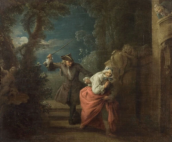 'The Cudgelled and Contented Cuckold', early 18th century. Creator: Jean-Baptiste Pater. 'The Cudgelled and Contented Cuckold', early 18th century. Creator: Jean-Baptiste Pater