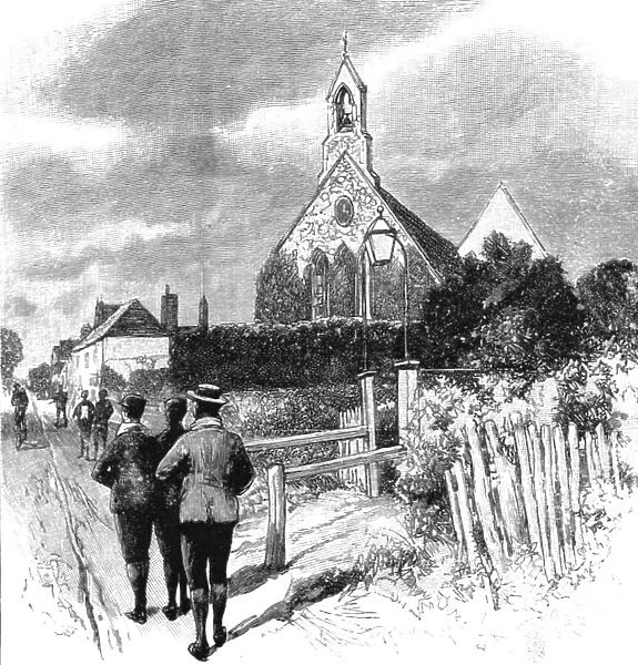 'The Cyclists Sunday Dinner at Ripley; The Church at which the Cyclists Service is held. 1891. Creator: Charles Joseph Staniland