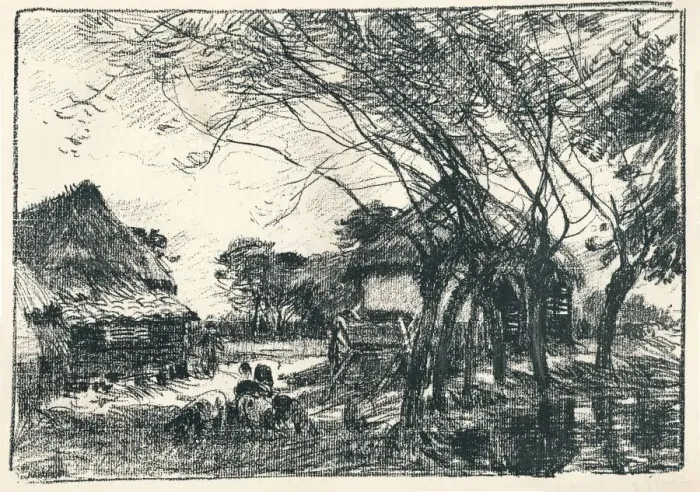 Framed Print : At the Back of the Farm, c19th century. Artist: Mark Fisher Framed Print : At the Back of the Farm, c19th century. Artist: Mark Fisher