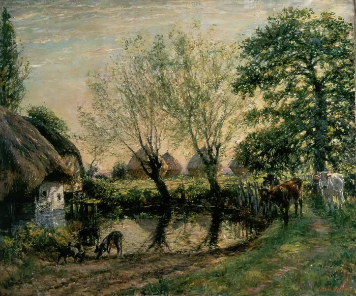 Framed Print : The Back of the Farm - Evening, 1900-1923. Creator: Mark Fisher Framed Print : The Back of the Farm - Evening, 1900-1923. Creator: Mark Fisher