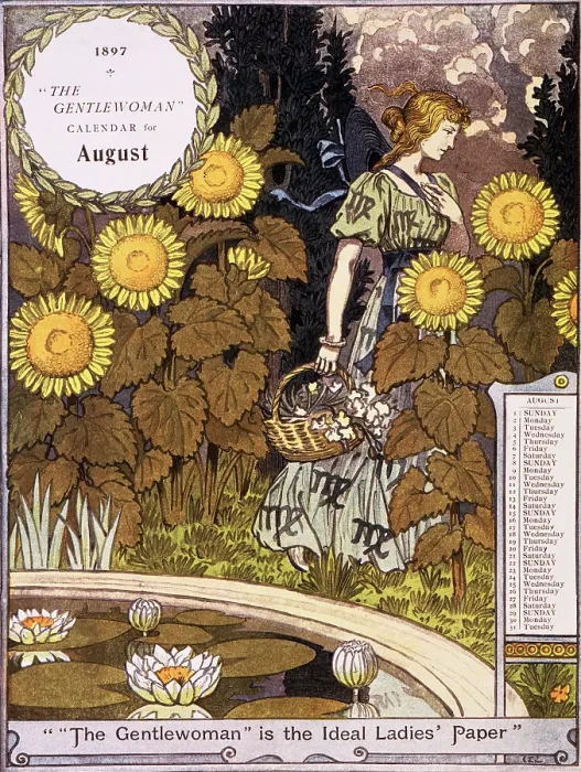 Framed Print : 'The Gentlewoman' Calendar for August 1897. Creator: Unknown Framed Print : 'The Gentlewoman' Calendar for August 1897. Creator: Unknown