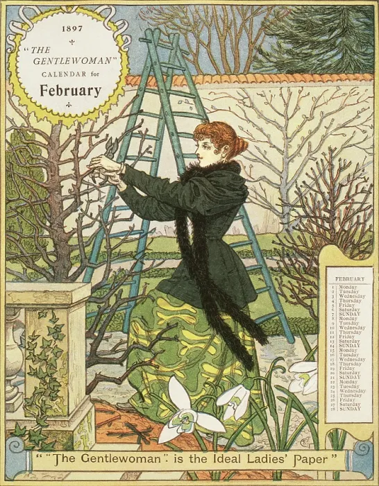 Framed Print : 'The Gentlewoman' Calendar for February 1897. Creator: Unknown Framed Print : 'The Gentlewoman' Calendar for February 1897. Creator: Unknown