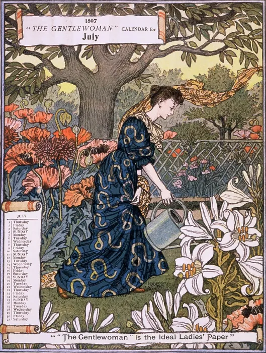 Framed Print : 'The Gentlewoman' Calendar for July 1897. Creator: Unknown Framed Print : 'The Gentlewoman' Calendar for July 1897. Creator: Unknown