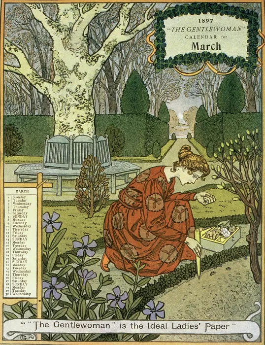 Framed Print : 'The Gentlewoman' Calendar for March 1897. Creator: Unknown Framed Print : 'The Gentlewoman' Calendar for March 1897. Creator: Unknown