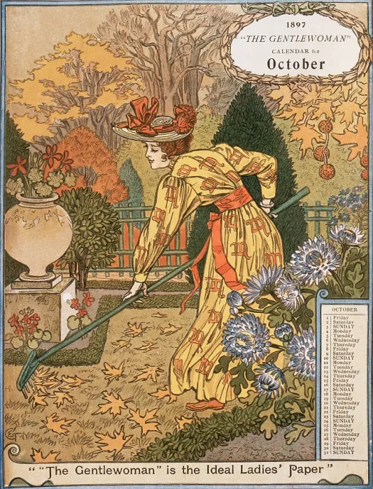 Framed Print : 'The Gentlewoman' Calendar for October 1897. Creator: Unknown Framed Print : 'The Gentlewoman' Calendar for October 1897. Creator: Unknown