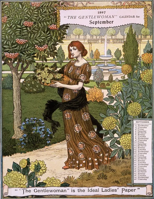 Framed Print : 'The Gentlewoman' Calendar for September 1897. Creator: Unknown Framed Print : 'The Gentlewoman' Calendar for September 1897. Creator: Unknown