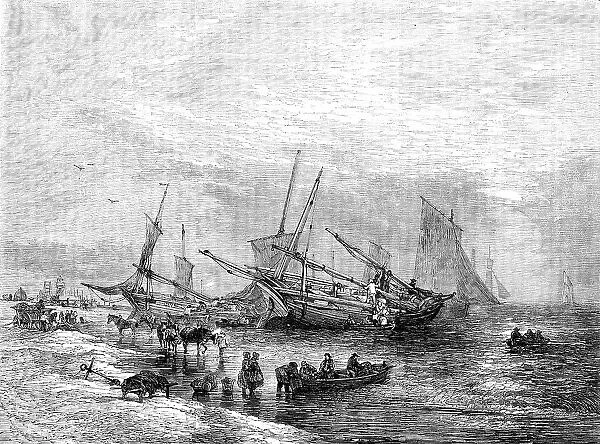 'The Lowestoft Herring Fishery' - drawn by E. Duncan, 1854. Creator: Unknown. 'The Lowestoft Herring Fishery' - drawn by E. Duncan, 1854. Creator: Unknown