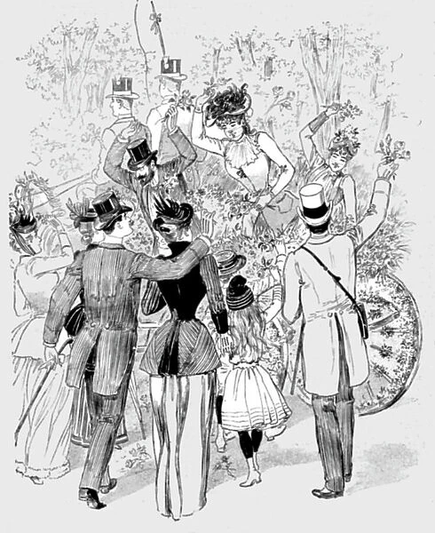 'The Paris Season - drawn by Mars; The Battle of Flowers in the Avenue Des Acacias, 1891. Creator: Mars