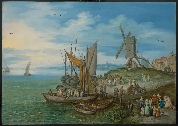 Framed Print : The Mill at the pier, 1613. Artist: Brueghel, Jan, the Elder (1568-1625) Framed Print : The Mill at the pier, 1613. Artist: Brueghel, Jan, the Elder (1568-1625)