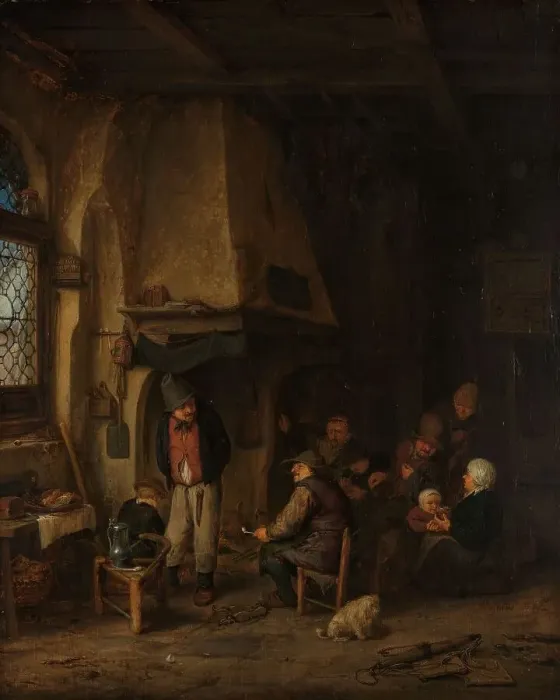 Framed Print : ‘The Skaters': Peasants in an Interior, c.1656. Creator: Adriaen van Ostade Framed Print : ‘The Skaters': Peasants in an Interior, c.1656. Creator: Adriaen van Ostade