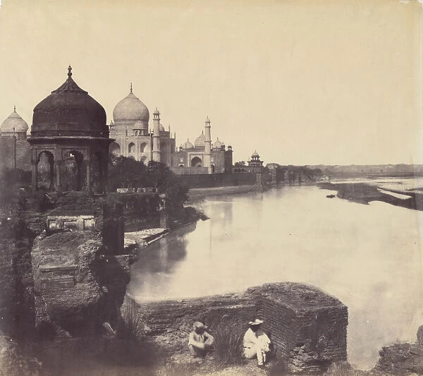 [The Taj Mahal from the Banks of the Yamuna River], 1858-62. Creator: John Murray