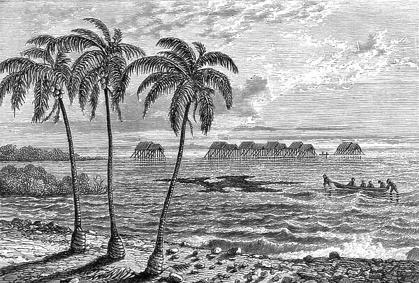 'The village as seen from the shore; A Visit to the Guajiro Indians of Maracaibo, Venezuela, 1875. Creator: A Goering