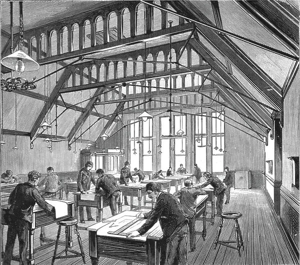 'The Walker Engineering Laboratories at Liverpool; The Drawing Hall, 1890. Creator: Unknown
