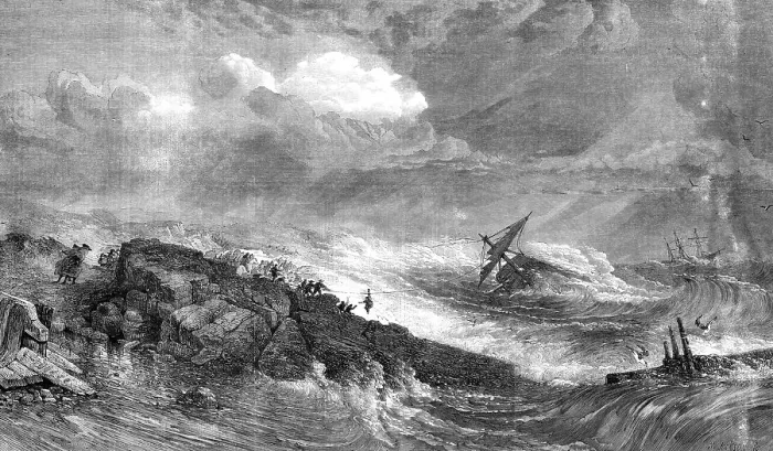 Framed Print : The Last from the Wreck, by E. Duncan, in the Exhibition of the Water-Colour Society, 1860. Creator: M. Jackson. The Last from the Wreck, by E. Duncan, in the Exhibition of the Water-Colour Society, 1860. Creator: M. Jackson Framed Print : The Last from the Wreck, by E. Duncan, in the Exhibition of the Water-Colour Society, 1860. Creator: M. Jackson. The Last from the Wreck, by E. Duncan, in the Exhibition of the Water-Colour Society, 1860. Creator: M. Jackson