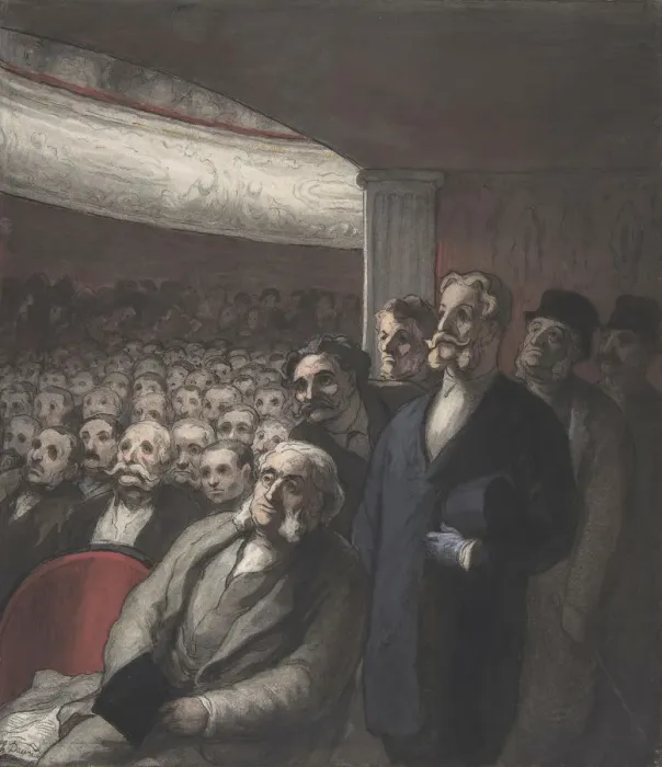 Framed Print : A Theater Audience, 19th century. Creator: Honore Daumier Framed Print : A Theater Audience, 19th century. Creator: Honore Daumier