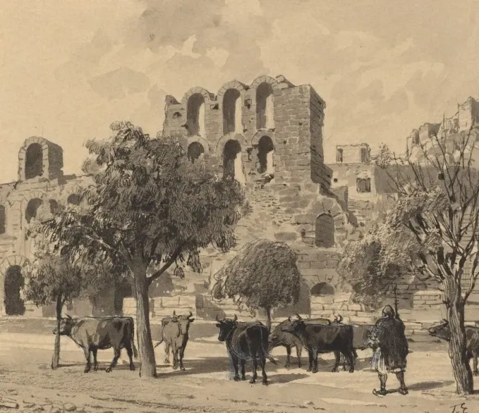 Framed Print : Theater of Herodes Atticus, 1890. Creator: Themistocles von Eckenbrecher Framed Print : Theater of Herodes Atticus, 1890. Creator: Themistocles von Eckenbrecher