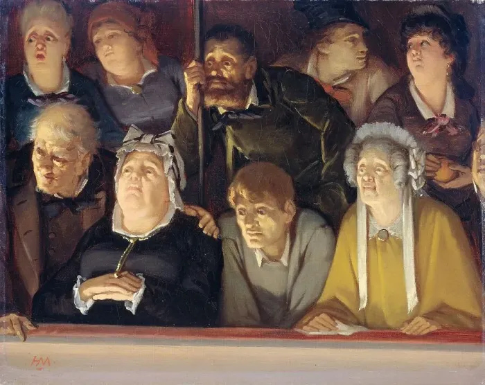 Framed Print : Theatre audience, 1840-1886. Creator: Hippolyte Michaud Framed Print : Theatre audience, 1840-1886. Creator: Hippolyte Michaud