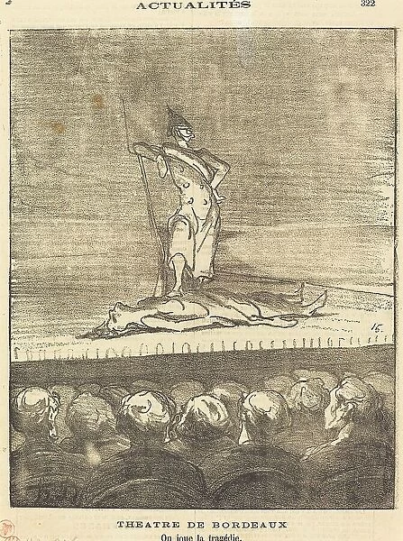 Théâtre de Bordeaux - on joue la tragédie, 1871. Creator: Honore Daumier