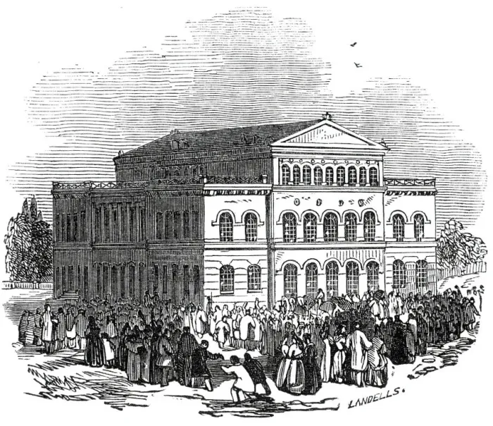 Framed Print : The Theatre, Coburg, 1845. Creator: Ebenezer Landells Framed Print : The Theatre, Coburg, 1845. Creator: Ebenezer Landells