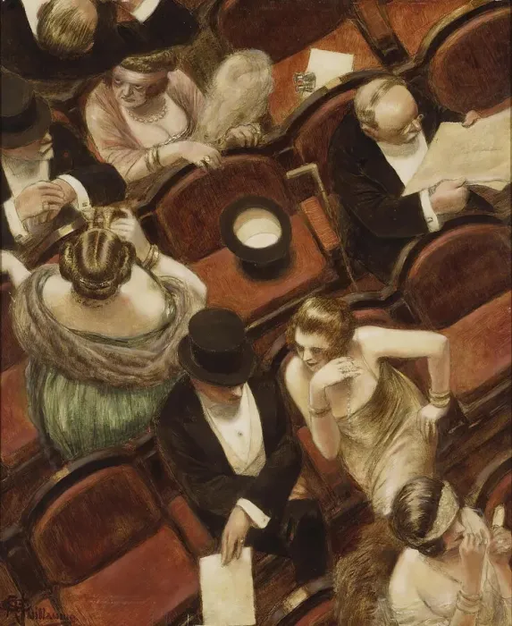 Framed Print : At the theatre. Creator: Guillaume, Albert (1873-1942) Framed Print : At the theatre. Creator: Guillaume, Albert (1873-1942)
