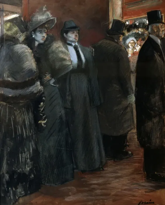 Framed Print : A Theatre Foyer, late 19th or early 20th century. Artist: Jean Louis Forain