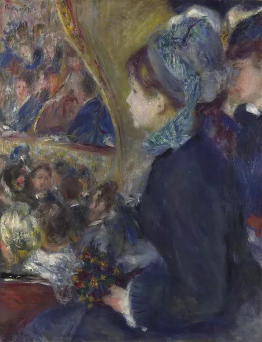 Framed Print : At the Theatre (La Premiere Sortie), 1876-1877. Artist: Renoir, Pierre Auguste (1841-1919) Framed Print : At the Theatre (La Premiere Sortie), 1876-1877. Artist: Renoir, Pierre Auguste (1841-1919)