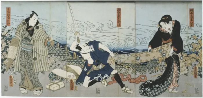 Framed Print : Theatre Scene, 1844. Artist: Utagawa Kunisada Framed Print : Theatre Scene, 1844. Artist: Utagawa Kunisada