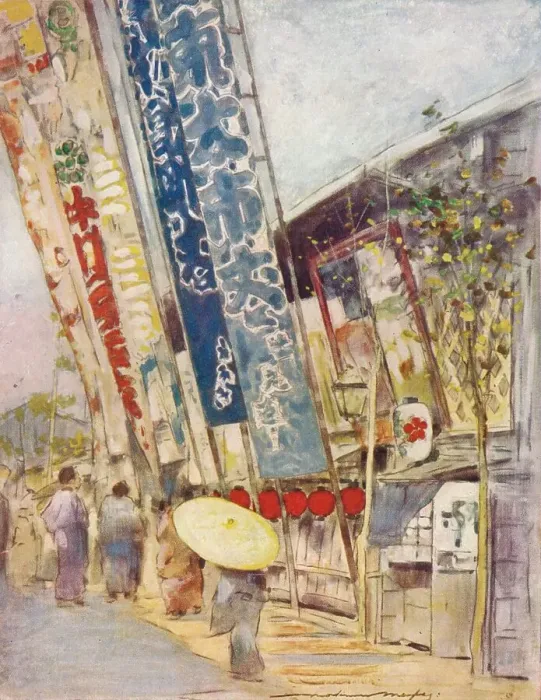 Framed Print : In Theatre Street, c1887, (1901). Artist: Mortimer L Menpes Framed Print : In Theatre Street, c1887, (1901). Artist: Mortimer L Menpes