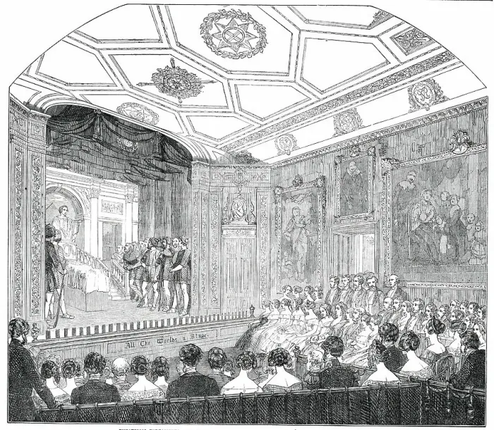 Framed Print : Theatrical Performance in the Rubens Room, at Windsor Castle - (Scene from Julius Caesar'), 1850. Creator: Unknown. Theatrical Performance in the Rubens Room, at Windsor Castle - (Scene from Julius Caesar'), 1850. Creator: Unknown Framed Print : Theatrical Performance in the Rubens Room, at Windsor Castle - (Scene from Julius Caesar'), 1850. Creator: Unknown. Theatrical Performance in the Rubens Room, at Windsor Castle - (Scene from Julius Caesar'), 1850. Creator: Unknown
