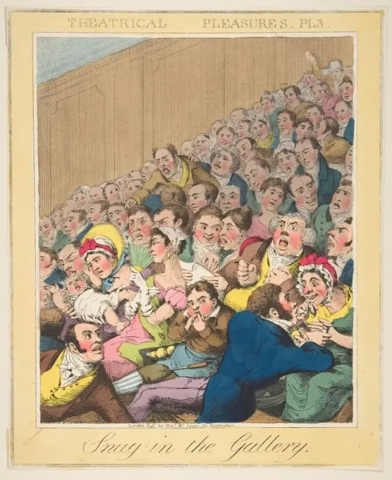 Framed Print : Theatrical Pleasures, ( Snug in the Gallery, Plate 3), ca. 1835. Creator: Theodore Lane Framed Print : Theatrical Pleasures, ( Snug in the Gallery, Plate 3), ca. 1835. Creator: Theodore Lane